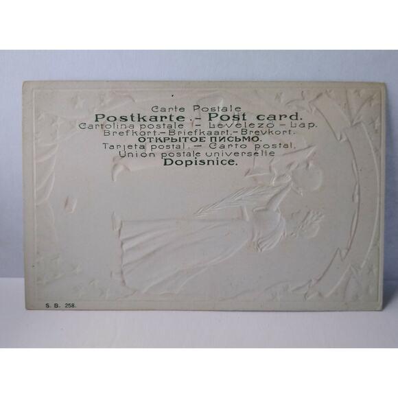 Uncle Sam Kissing Hand Of Lady America 4th Of July Postcard Series 258 Unused - Picture 3 of 3